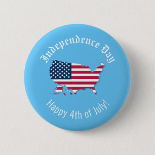 Custom US Map Flag Independence Day Happy July 4th 6 Cm Round Badge