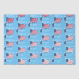 Custom US Map Flag Independence Day Happy July 4th Tissue Paper