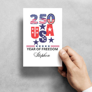 Custom usa 250th anniversary patriotic 4th of July Postcard