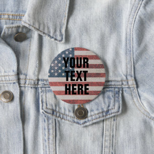 CUSTOM USA FLAG PATRIOTIC BIG BUTTON
