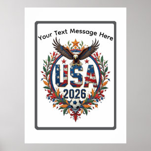 Custom USA National Soccer Bald Eagle Logo Poster