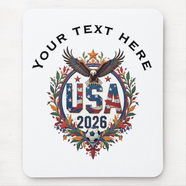 Custom USA National Soccer Team Bald Eagle Logo Mouse Mat (Front)