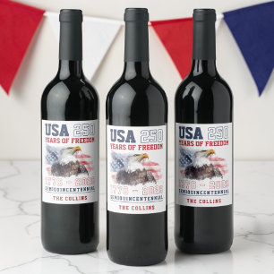 Custom USA Patriotic America's 250th Anniversary Wine Label