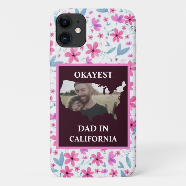 Custom USA photo Okayest dad Fathers day Case-Mate iPhone Case (Back)
