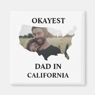 Custom USA photo Okayest dad Fathers day Magnet