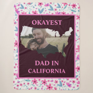 Custom USA photo Okayest dad Fathers day Sherpa Blanket
