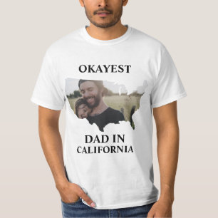 Custom USA photo Okayest dad Fathers day T-Shirt