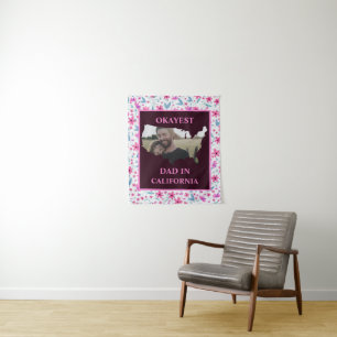 Custom USA photo Okayest dad Fathers day Tapestry