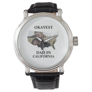 Custom USA photo Okayest dad Fathers day Watch