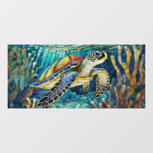 Custom V2 Tropical Sea turtle Stained glass art Window Cling
