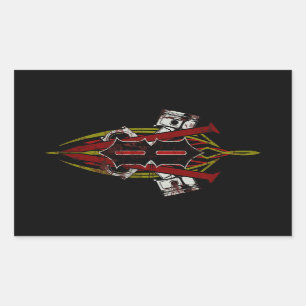 Custom V8 Pinstripe Design Distressed Rectangular Sticker