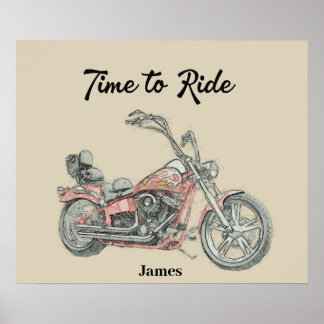 Custom V twin Bobber motorcycle  Poster