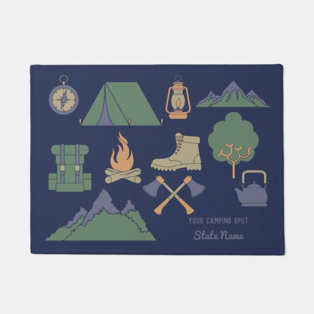 Custom Vacation Cabin Camping Collage Campers Doormat (Front)