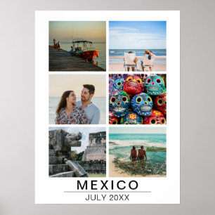 Custom Vacation Memories 6 Photo Collage Travel Poster