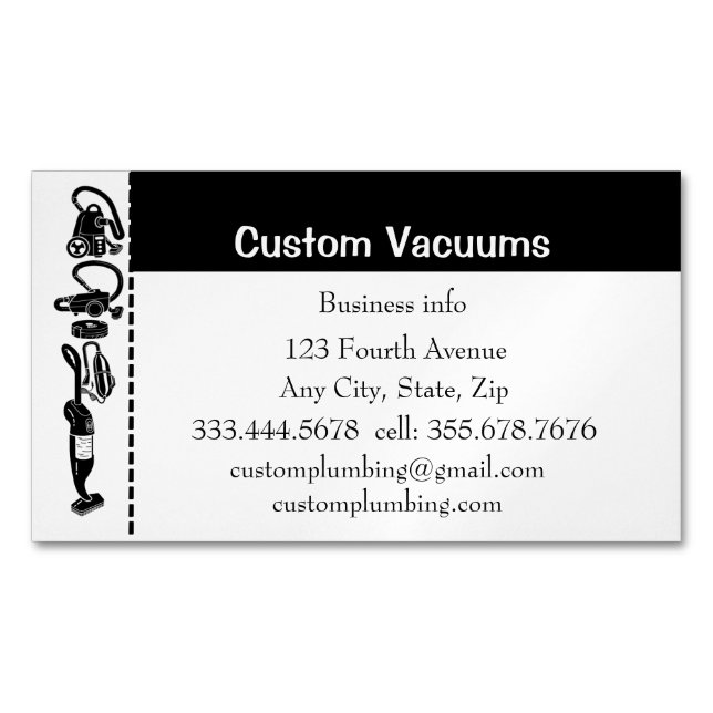 Custom Vacuum Repair Sales Maintenance Magnetic Business Card (Front)
