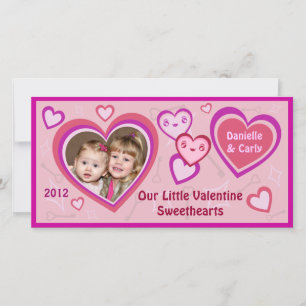 Custom Valentine Kawaii Hearts Photo Card