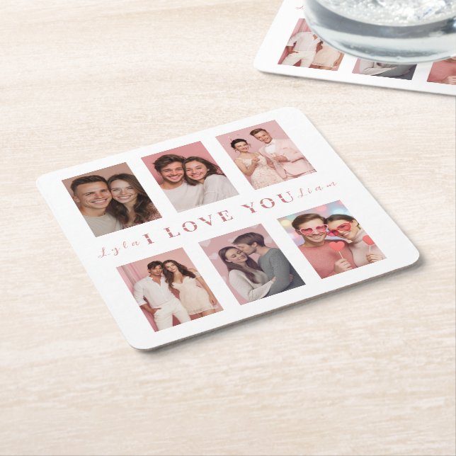 Custom Valentine’s Day Coaster – I Love You Text (Angled)