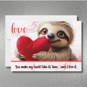 Custom Valentine Sloth Heart Takes its time Cute Holiday Card