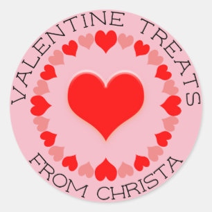 Custom Valentine Treats Circle of Hearts Gift Classic Round Sticker