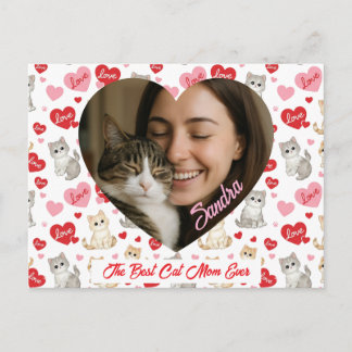 Custom Valentine's Day Cat Mom Heart Photo  Postcard