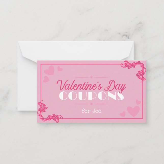 Custom Valentine's Day Coupons romantic Card (Front)