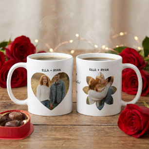 Custom Valentine's Day Heart & Flower Photo Coffee Mug