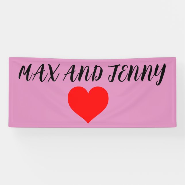  CUSTOM VALENTINE'S DAY HEART PARTY PINK BANNER (Horizontal)