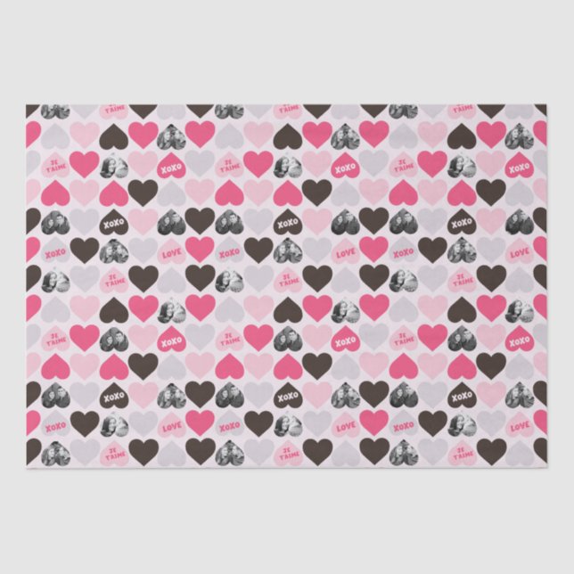 Custom Valentine's Day Heart Photo Collage Tissue Paper (Front)