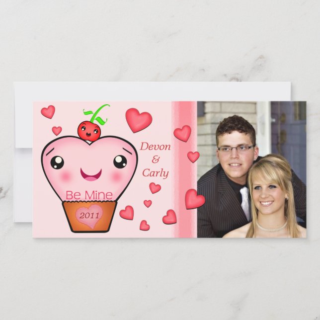 Custom Valentine's Day Kawaii Photo Card (Front)