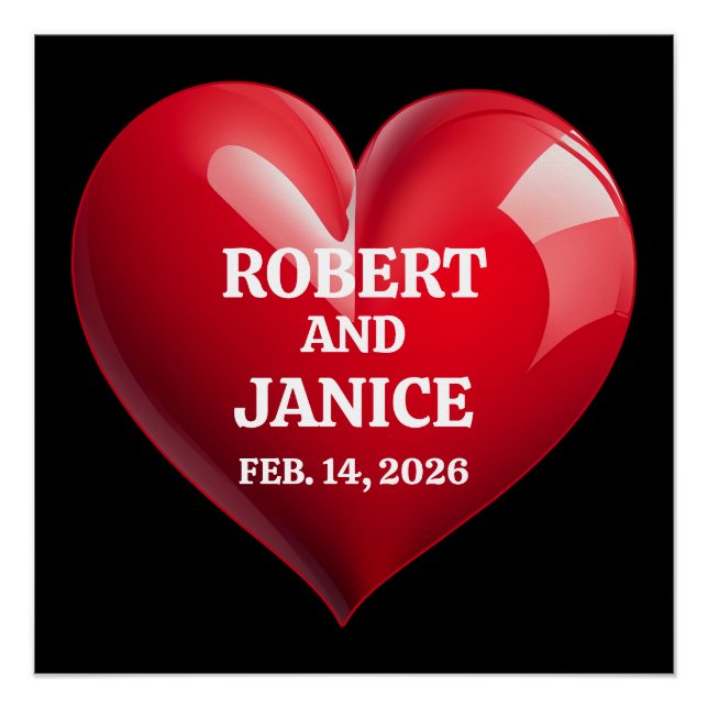 Custom valentines day personalise heart gift poster (Front)