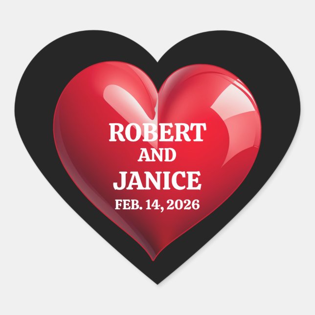 Custom valentines day personalise heart gift sticker (Front)