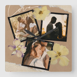 Custom Valentine's Day Romantic Couple Photo Square Wall Clock