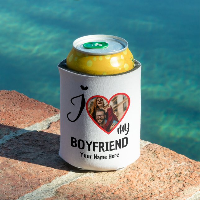 Custom Valentines Heart Photo I Love My Boyfriend Can Cooler (In Situ Pool)