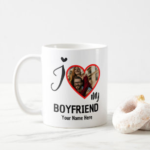 Custom Valentines Heart Photo I Love My Boyfriend Coffee Mug
