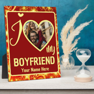 Custom Valentines Heart Photo I Love My Boyfriend Plaque