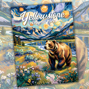 Custom Van Gogh Yellowstone National Park Bear Postcard