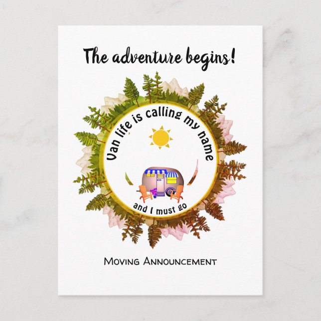 Custom VAN LIFE CALLING MY NAME Moving Announcemen Announcement Postcard (Front)