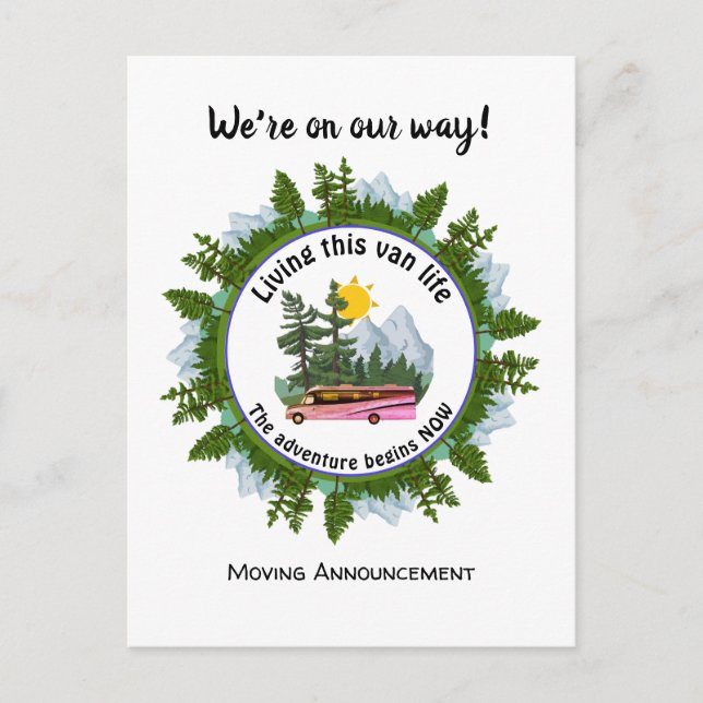 Custom Van Life Camping Announcement Postcard (Front)