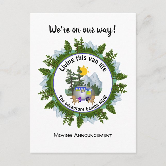 Custom Van Life CARAVAN Camping  Announcement Postcard (Front)