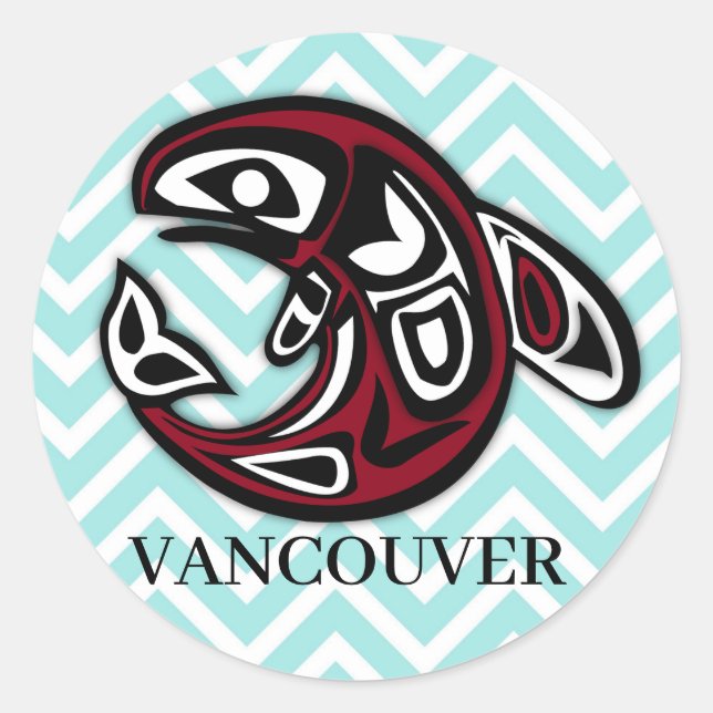 Custom Vancouver Native American Orca Killer Whale Classic Round Sticker (Front)