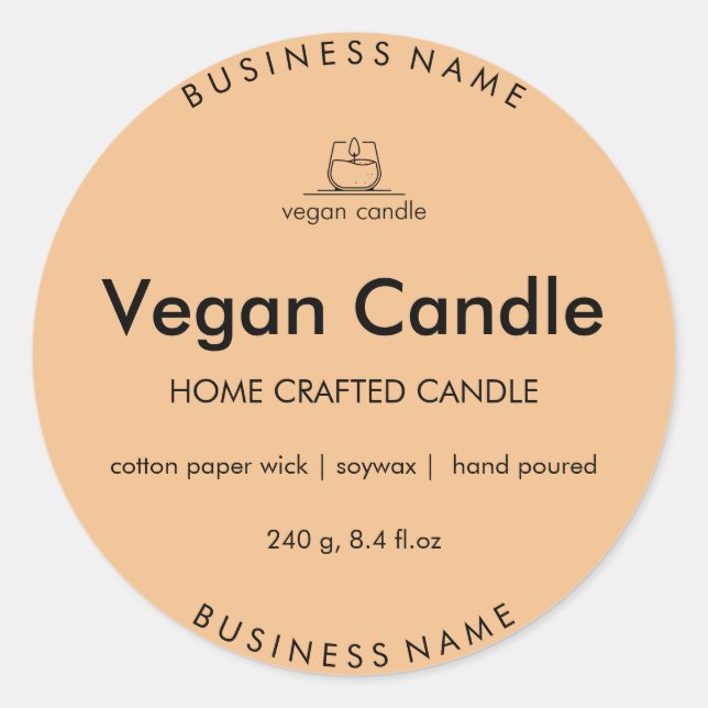 Custom Vegan Candle Label | Personalised (Front)