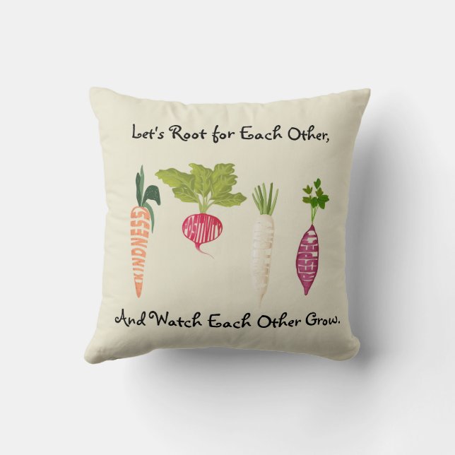 Custom Vegan Plant-Themed Throw Pillow Decor (Back)