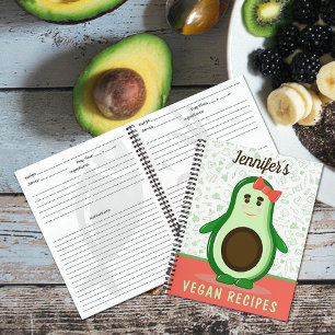 Custom Vegan Recipes, Cute Avocado  Notebook
