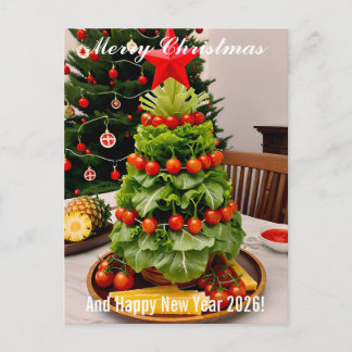 Custom Vegetables Christmas Tree, Lettuce Leaves  Holiday Postcard