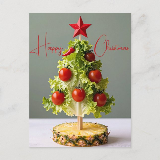 Custom Vegetables Christmas Tree, Lettuce Leaves  Postcard (Front)