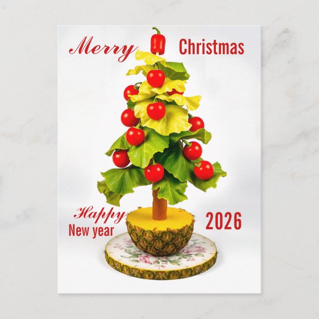 Custom Vegetables Christmas Tree, Lettuce Leaves  Postcard (Front)