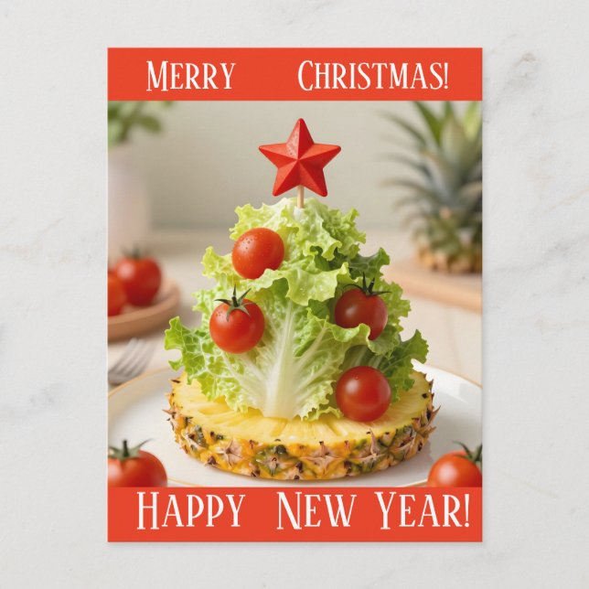 Custom Vegetables Christmas Tree, Lettuce Leaves  Postcard (Front)