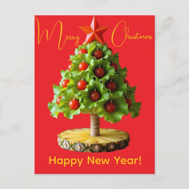 Custom Vegetables Christmas Tree, Lettuce Leaves  Postcard (Front)