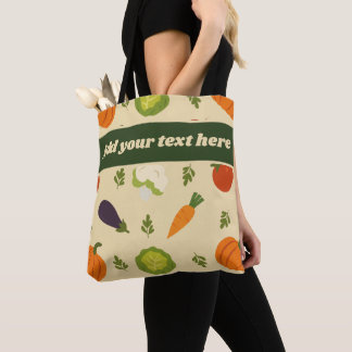 Custom Veggie Tote Bag Sunshine & Veggies Pattern