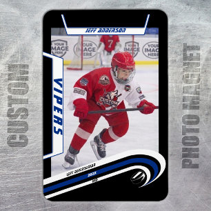 Custom Velocity Blue Ice Hockey Photo Magnet